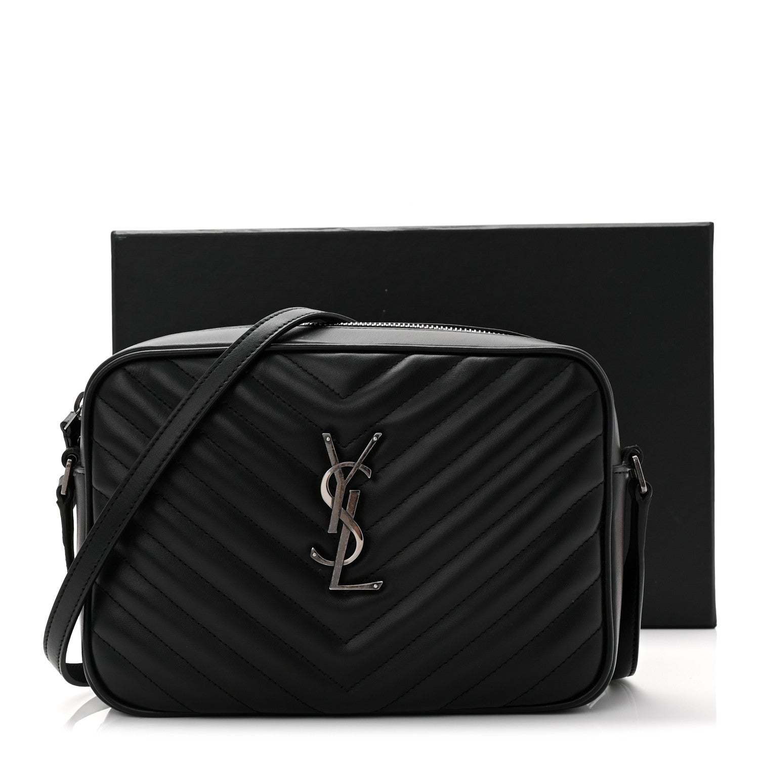 Saint Laurent Calfskin Matelasse Monogram Lou Camera Bag Black 11 of 11