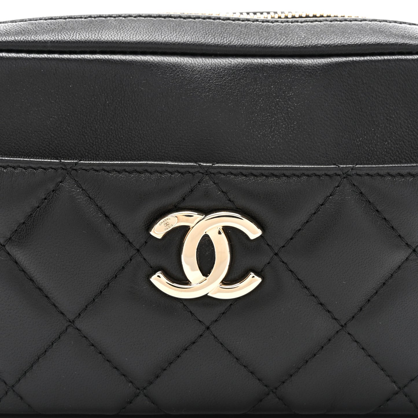 Lambskin Quilted Waist Bag With Pouch Black