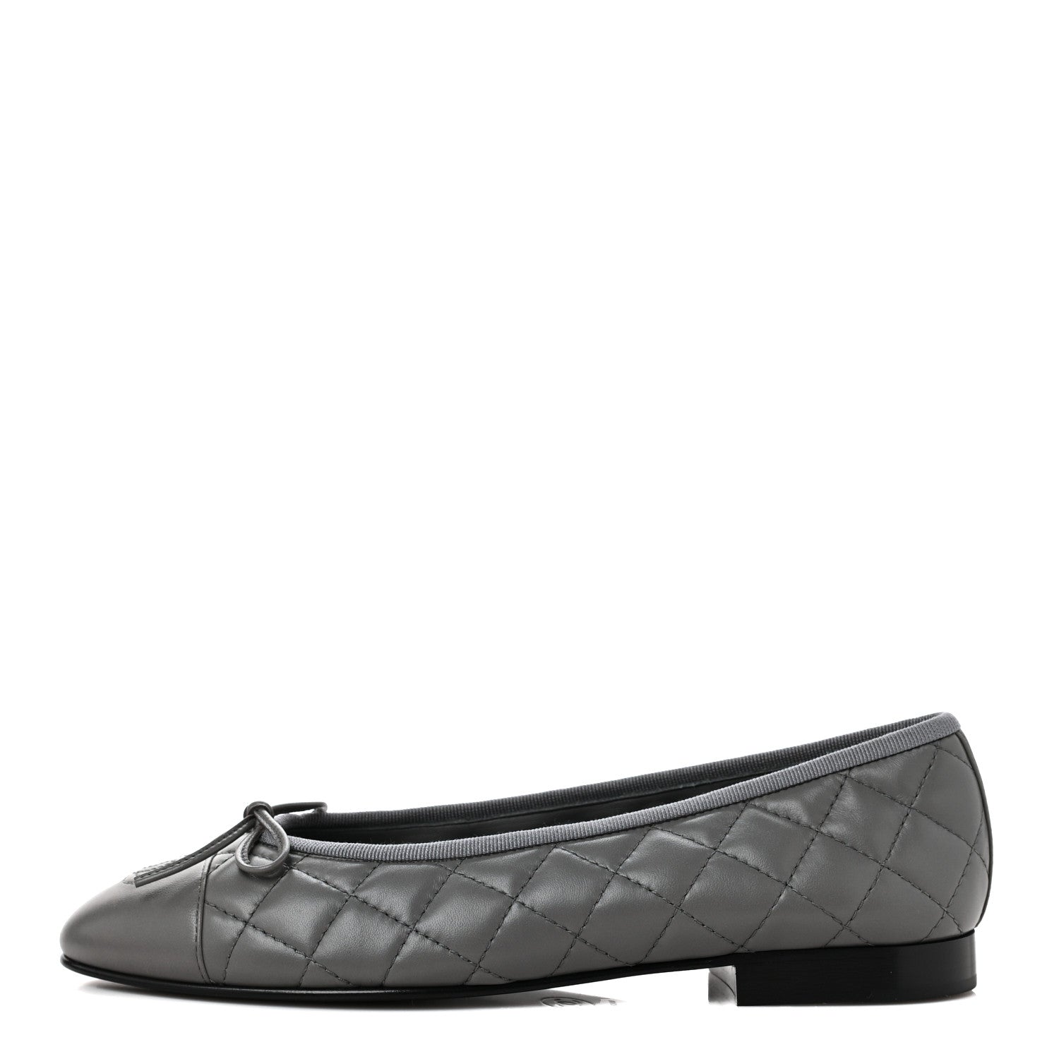 Chanel Lambskin Quilted CC Cap Toe Ballerina Flats 38.5 Grey 1 of 8