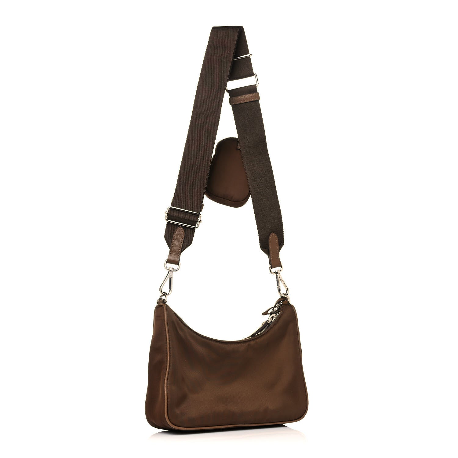 Prada Tessuto Nylon Saffiano Re-Edition 2005 Shoulder Bag Cacao 3 of 12