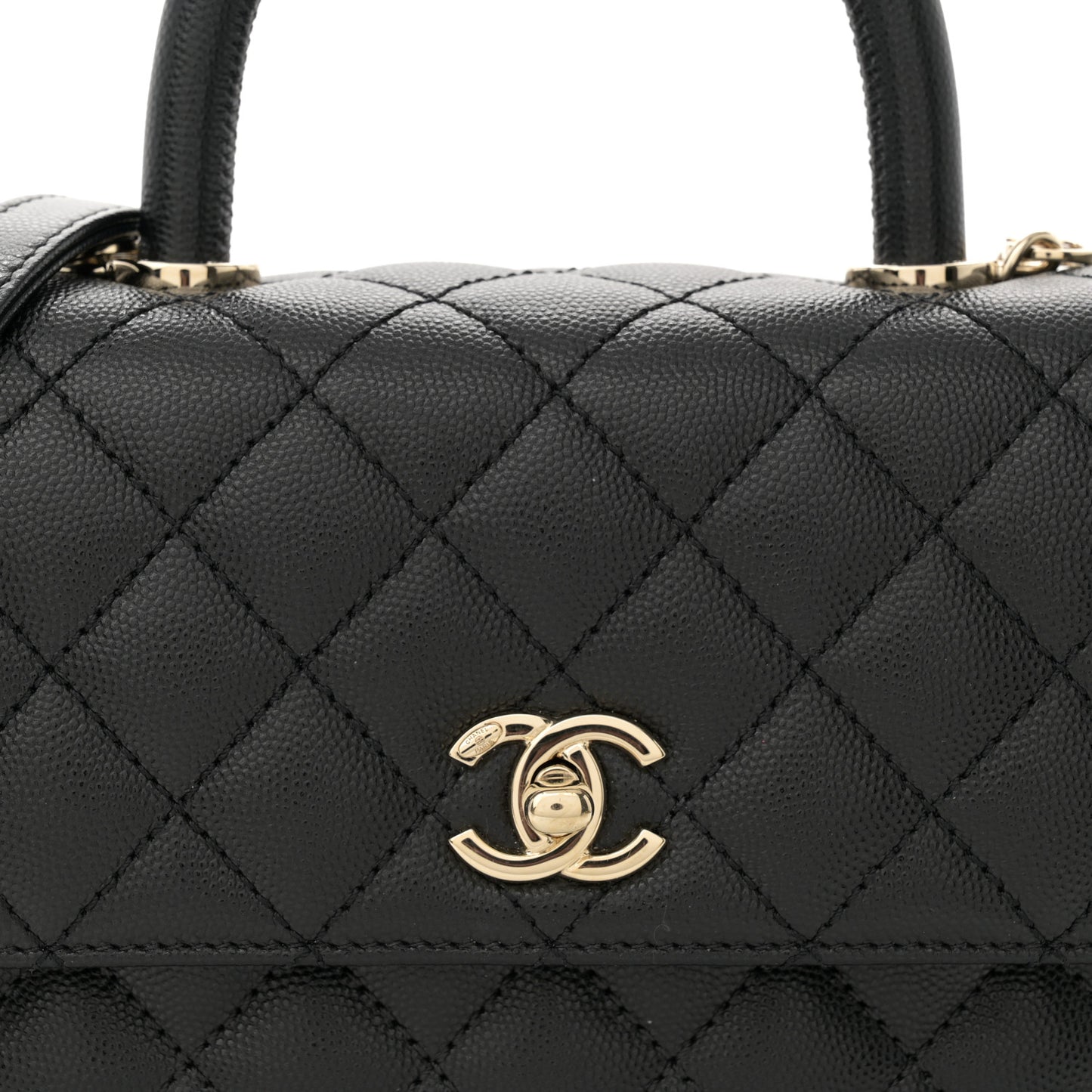 Caviar Quilted Mini Coco Handle Flap Black