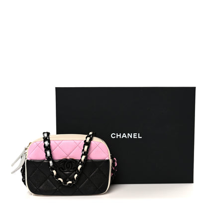 Chanel Shiny Lambskin Monochrome Chain Mini Camera Case Bag Pink Black Silver 11 of 11