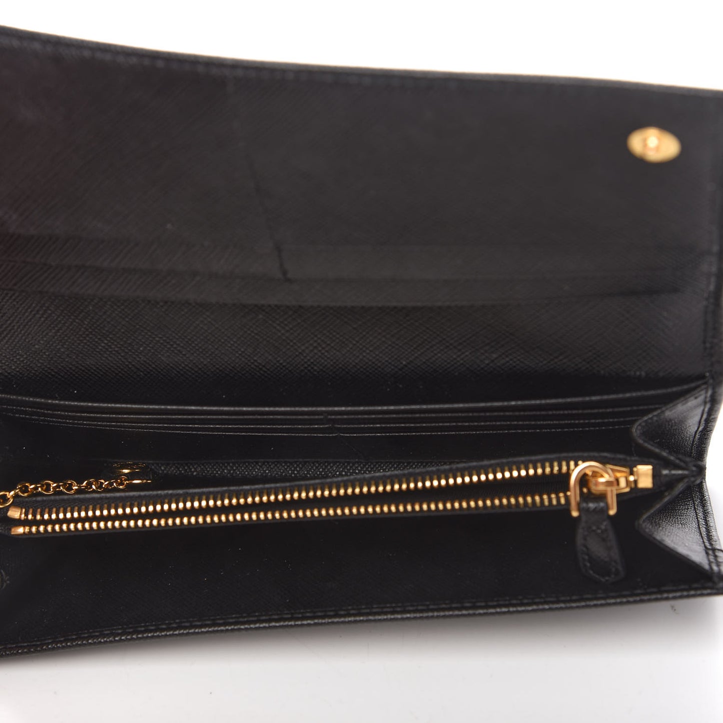 Saffiano Triangle Logo Continental Flap Travel Wallet Black