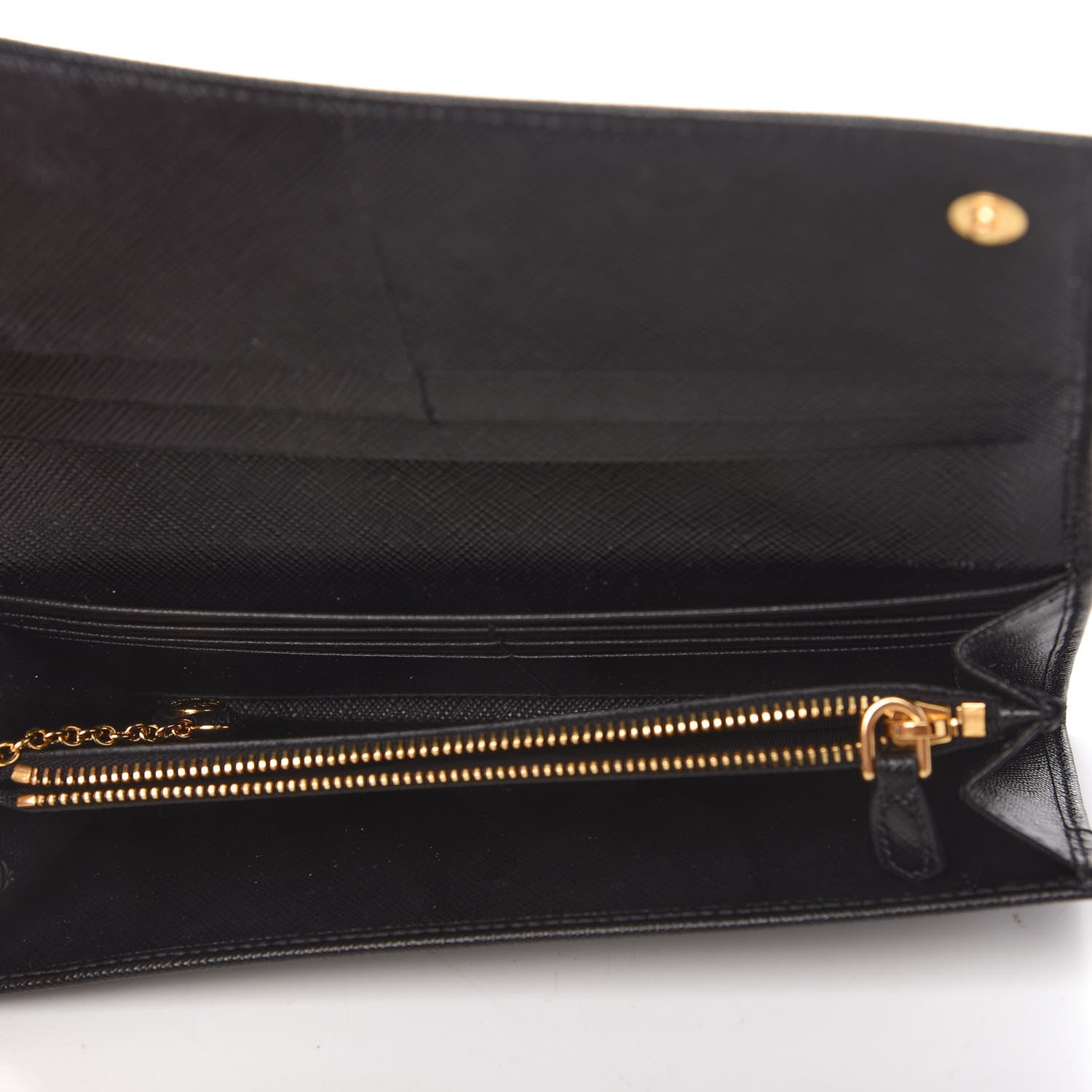 Prada Saffiano Triangle Logo Continental Flap Travel Wallet Black 5 of 10