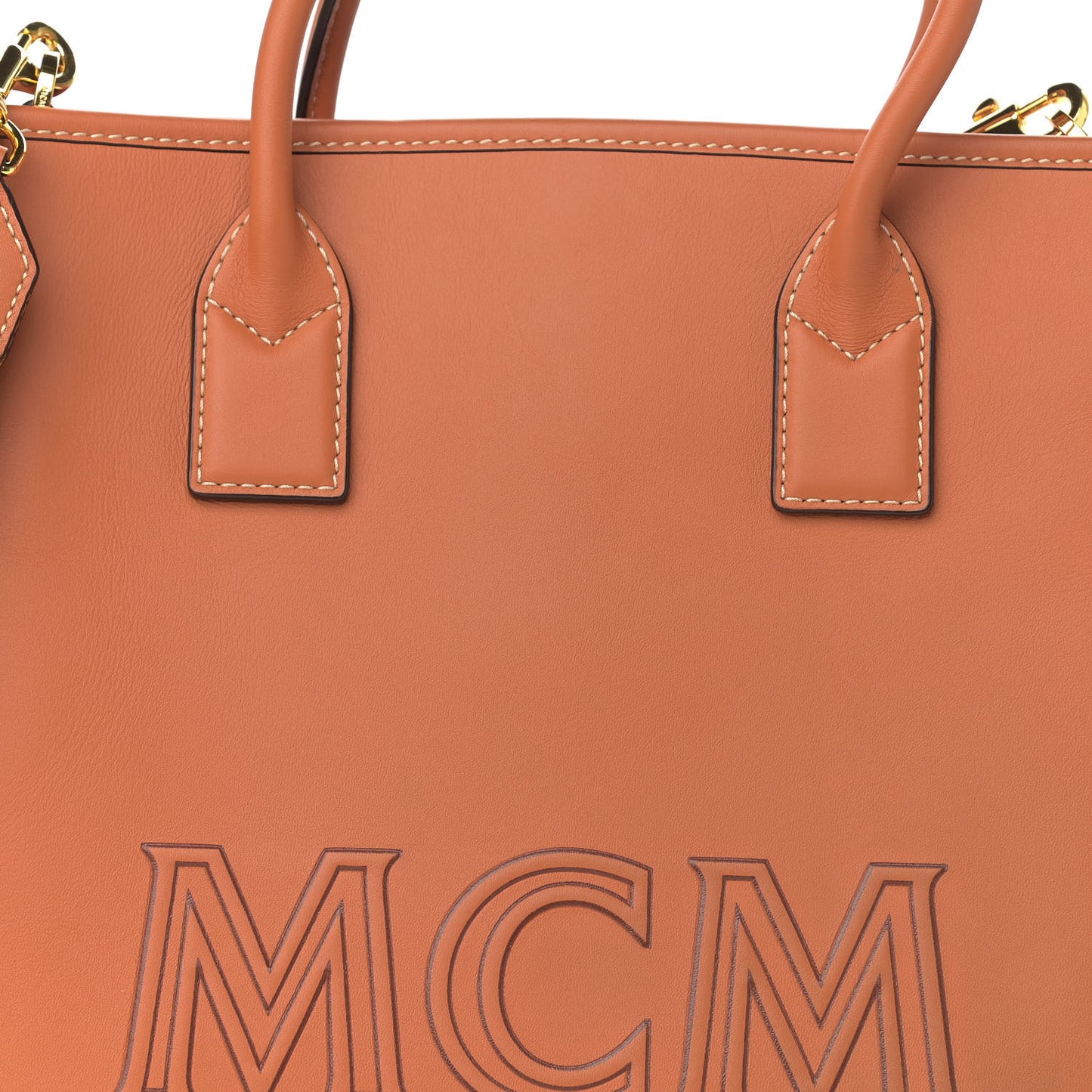 Calfskin Logo Large Tote Cognac