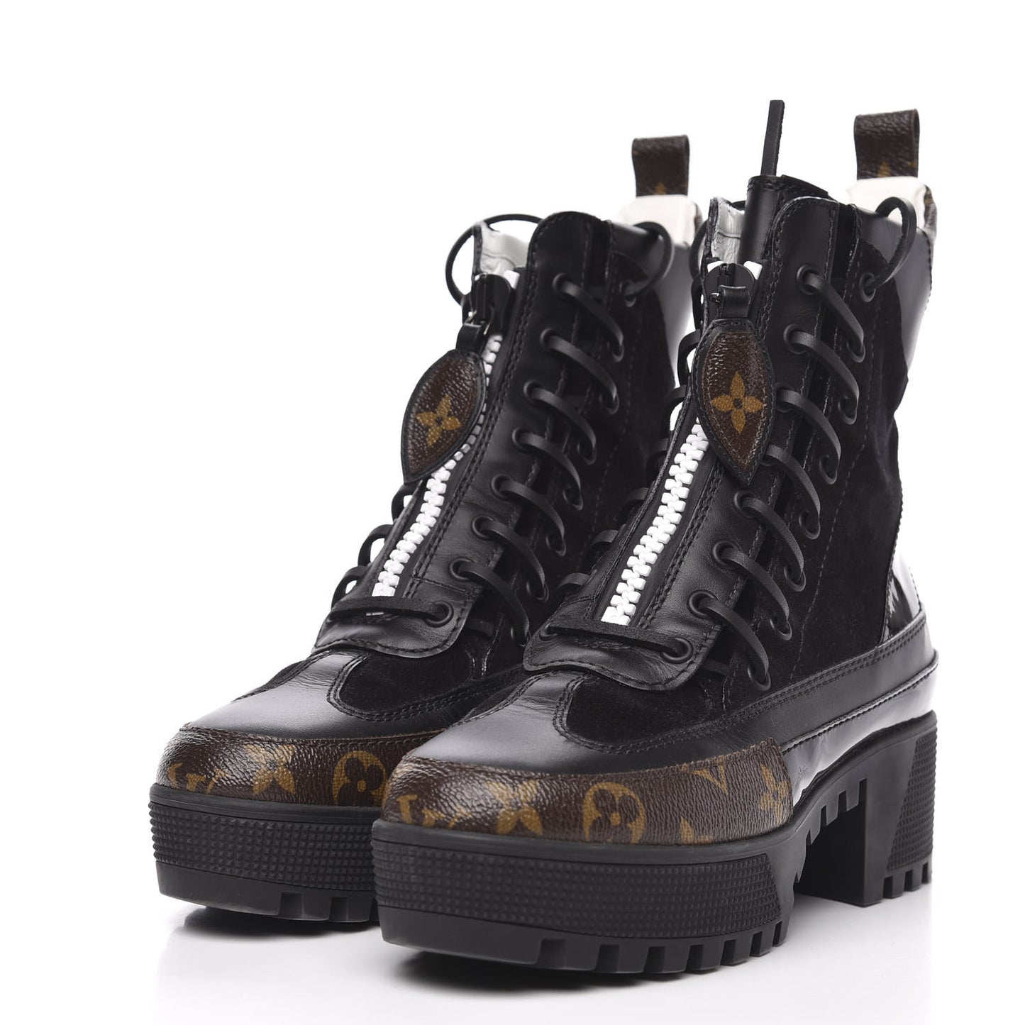 Suede Calfskin Monogram Laureate Platform Desert Boots 37 Black