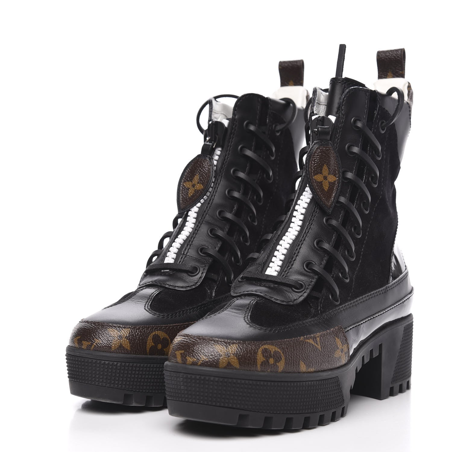 Louis Vuitton Suede Calfskin Monogram Laureate Platform Desert Boots 37 Black 2 of 8