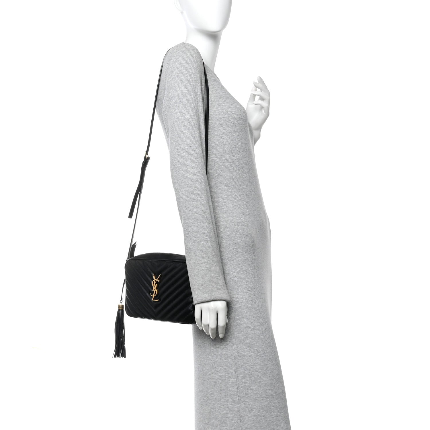 Saint Laurent Calfskin Matelasse Monogram Lou Camera Bag Black 2 of 12