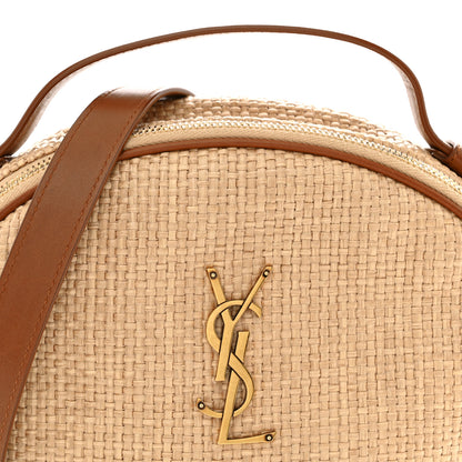 Saint Laurent Raffia Calfskin Round Camera Bag Golden Ecru Brick 8 of 11