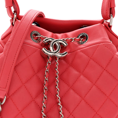 Chanel Lambskin Quilted Small CC Chain Drawstring Bucket Bag Pink 7 of 12