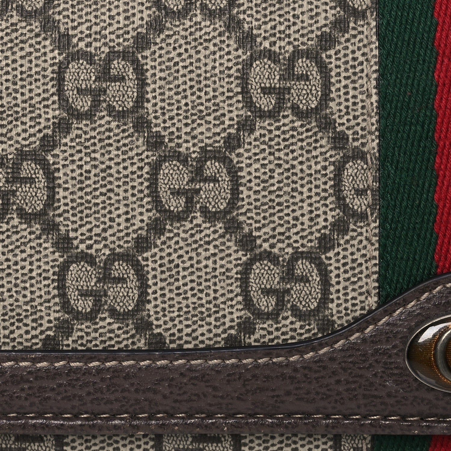 Gucci GG Supreme Monogram Web Ophidia Wallet On Chain Brown 11 of 19