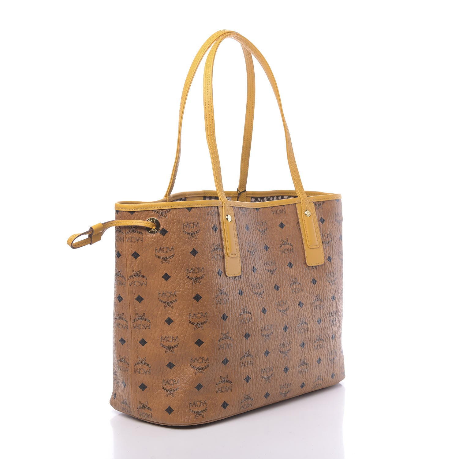 MCM Visetos Medium Liz Reversible Shopper Tote Cognac Yellow 5 of 15