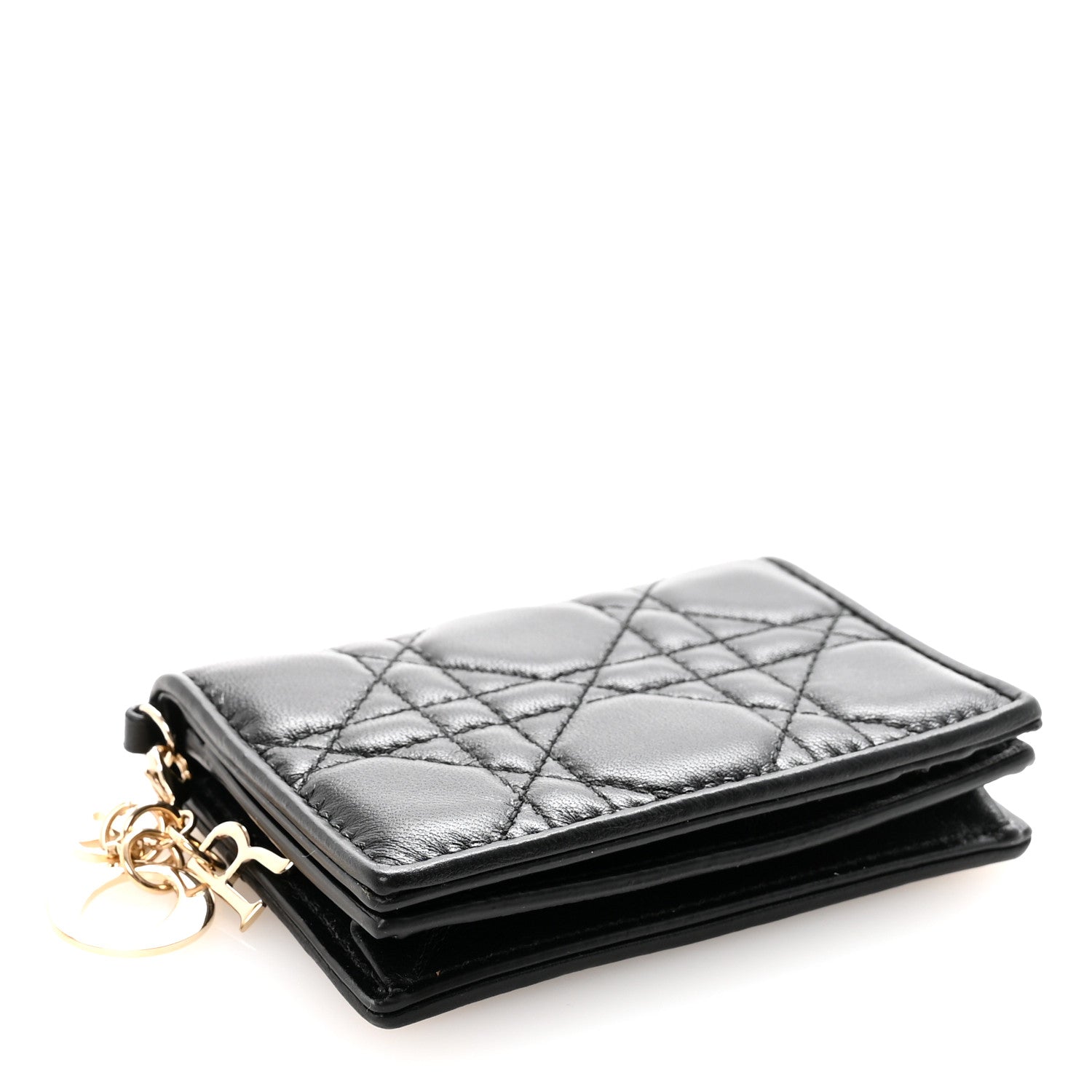 Christian Dior Lambskin Cannage Small Lady Dior Flap Card Holder Black 4 of 8