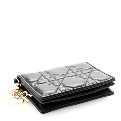 Christian Dior Lambskin Cannage Small Lady Dior Flap Card Holder Black 4 of 8