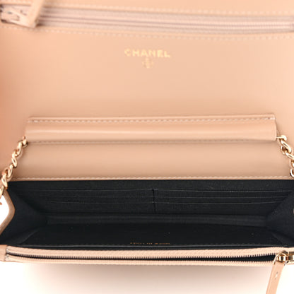 Chanel Caviar Quilted CC Filigree Wallet On Chain WOC Beige Black 5 of 12