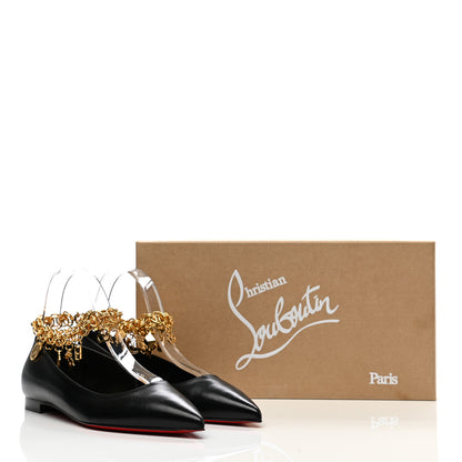 Christian Louboutin Kid Gourmi Ballerina Flats 39 Black Gold 4 of 8