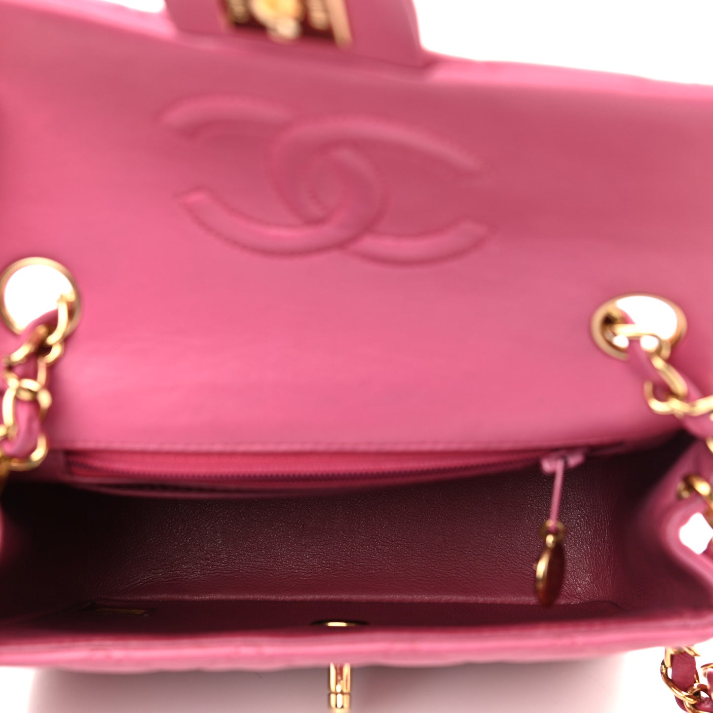 Lambskin Quilted Mini Square Flap Bag Pink