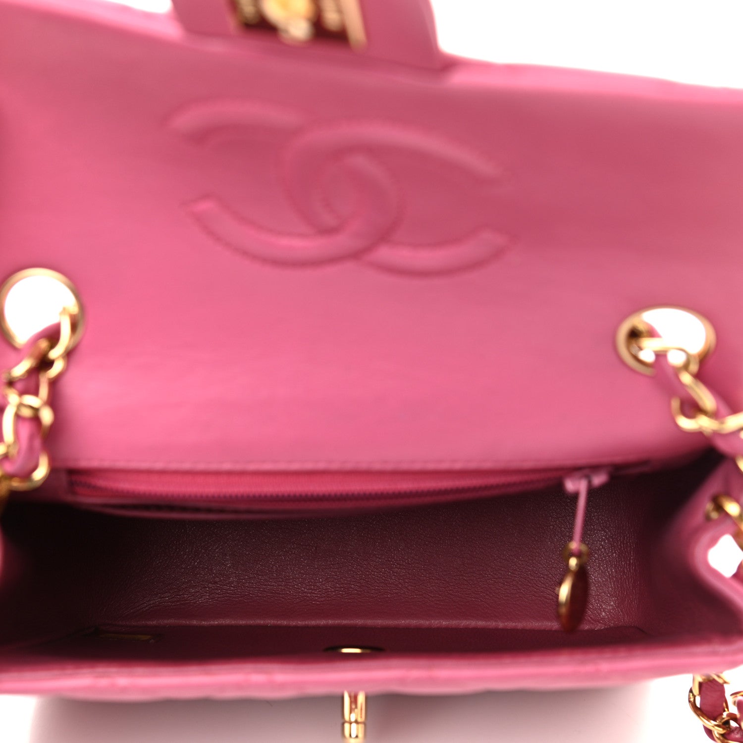Chanel Lambskin Quilted Mini Square Flap Bag Pink 5 of 11