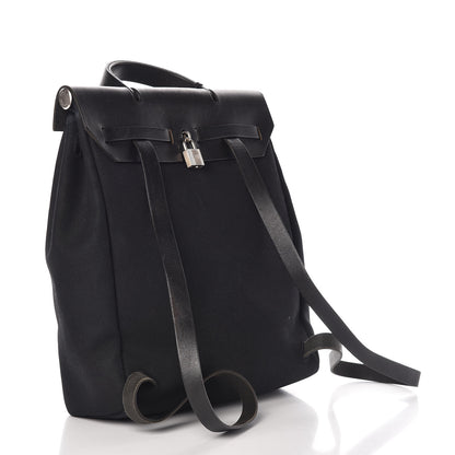 Hermes Toile Vache Calfskin Herbag 30 PM Backpack Black 3 of 15