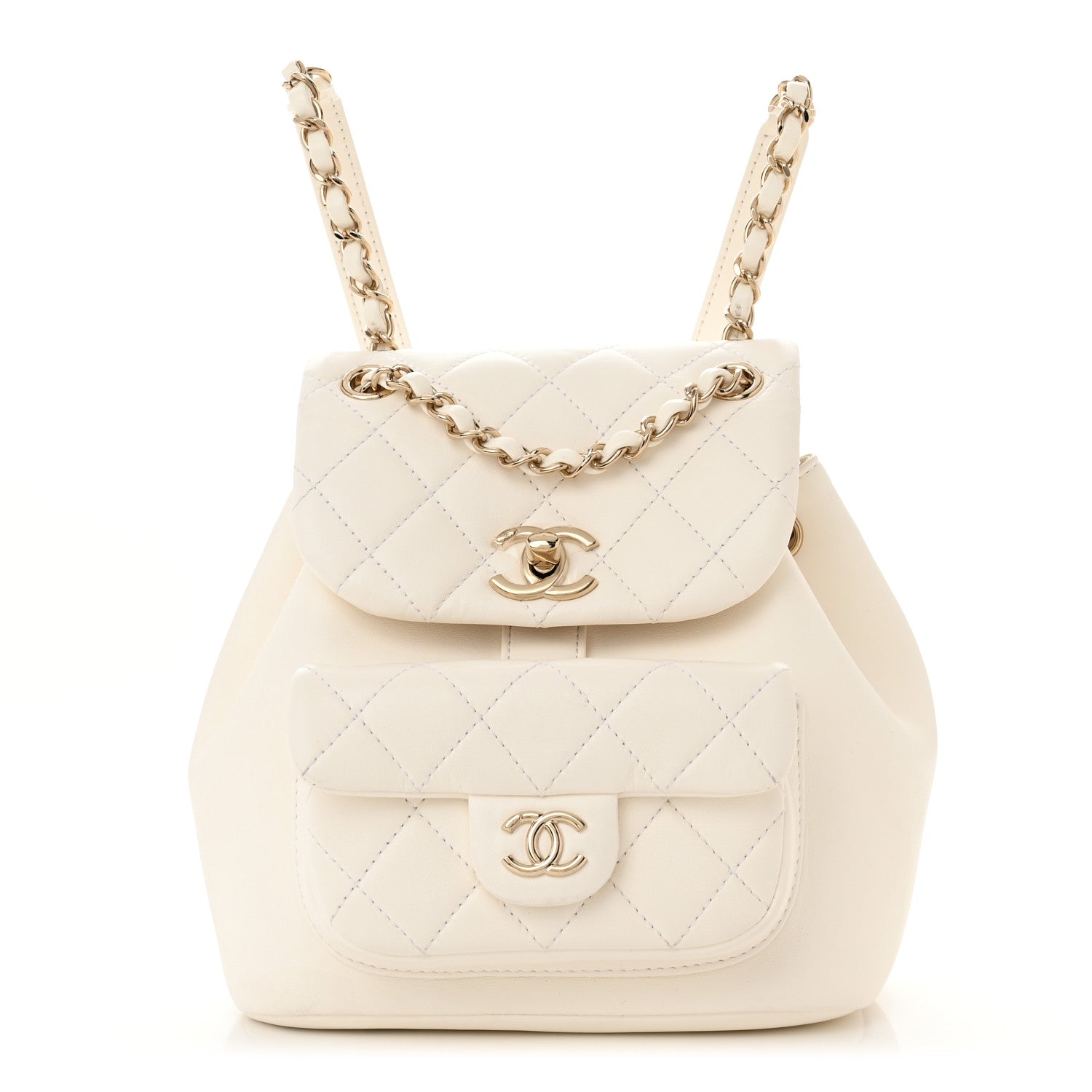 Chanel Lambskin Quilted Small Duma Drawstring Backpack White 1 of 12