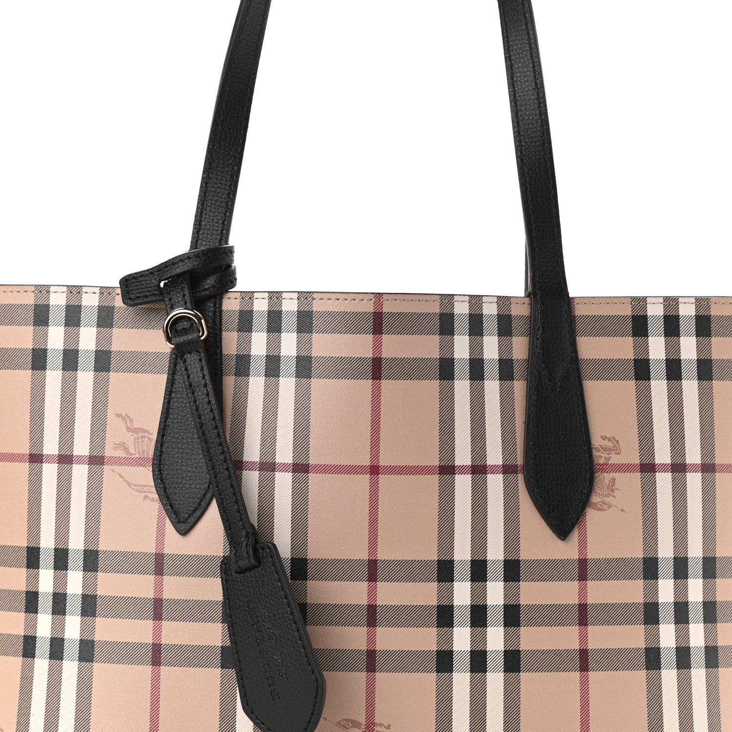Burberry Grainy Calfskin Haymarket Check Small Reversible Tote Black 5 of 17