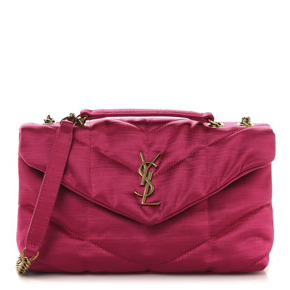 Saint Laurent Satin Quilted Toy Loulou Puffer Monogram Chain Satchel Guava Pink 1 of 10