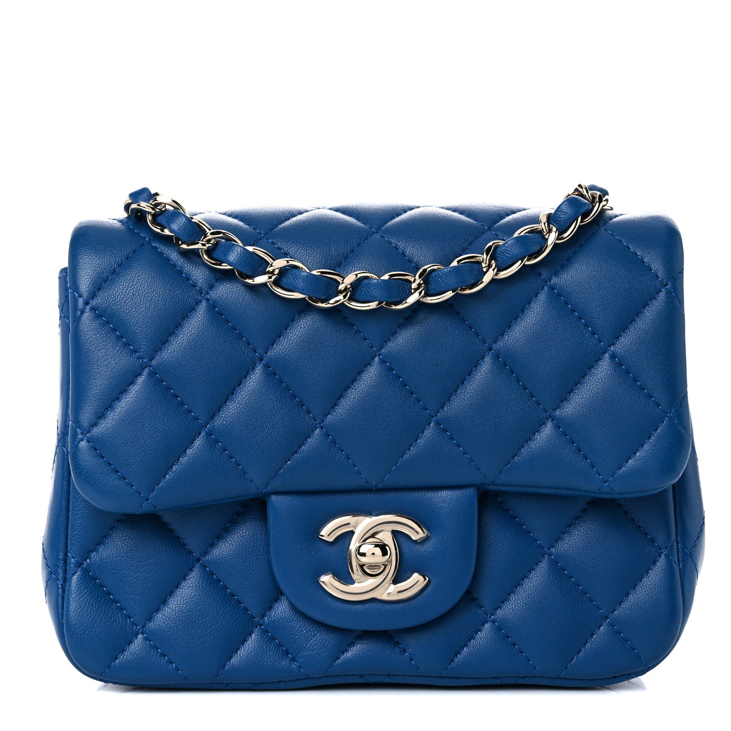 Chanel Lambskin Quilted Mini Square Flap Blue 1 of 8