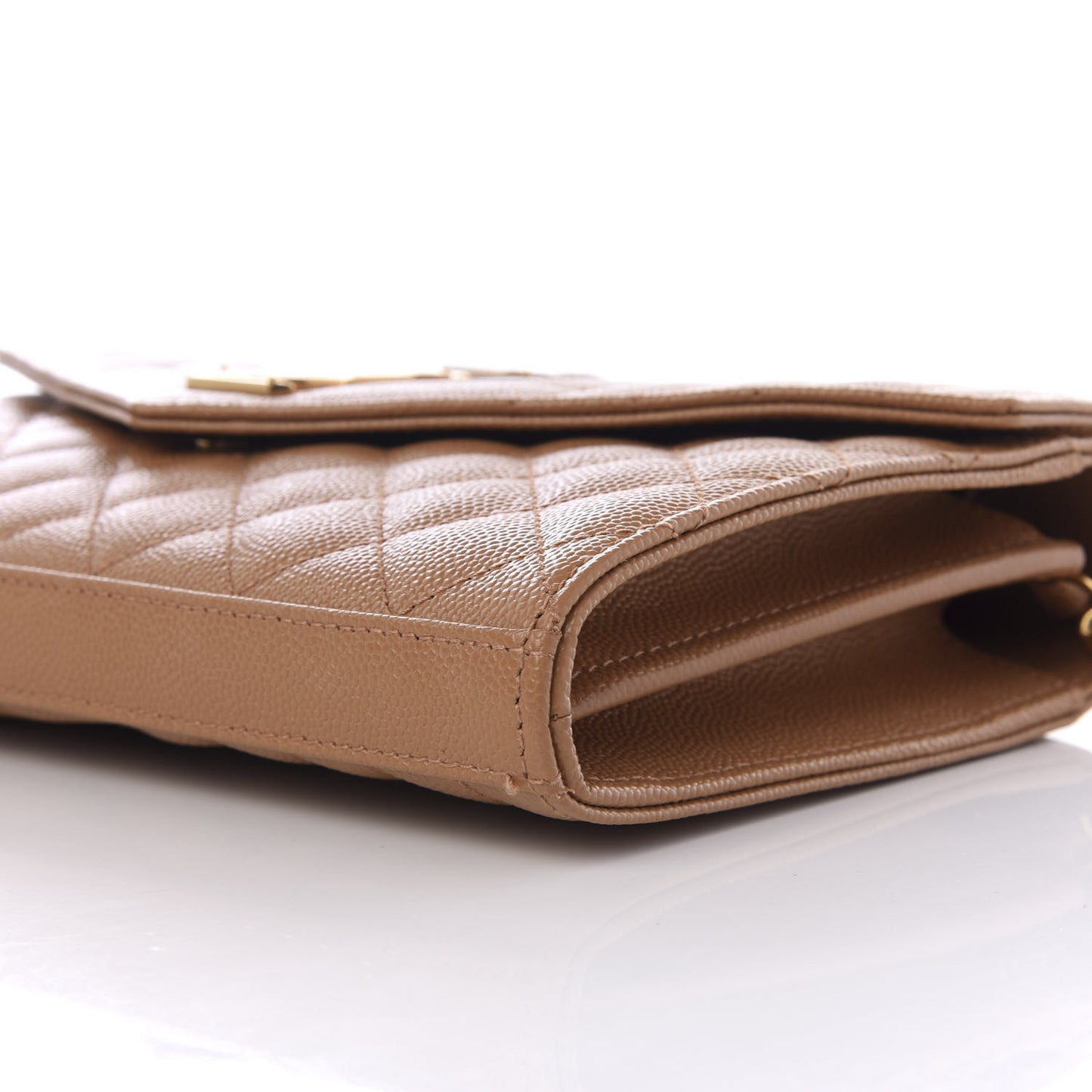 Grain De Poudre Mixed Matelasse Triquilt Monogram Chain Wallet Dune