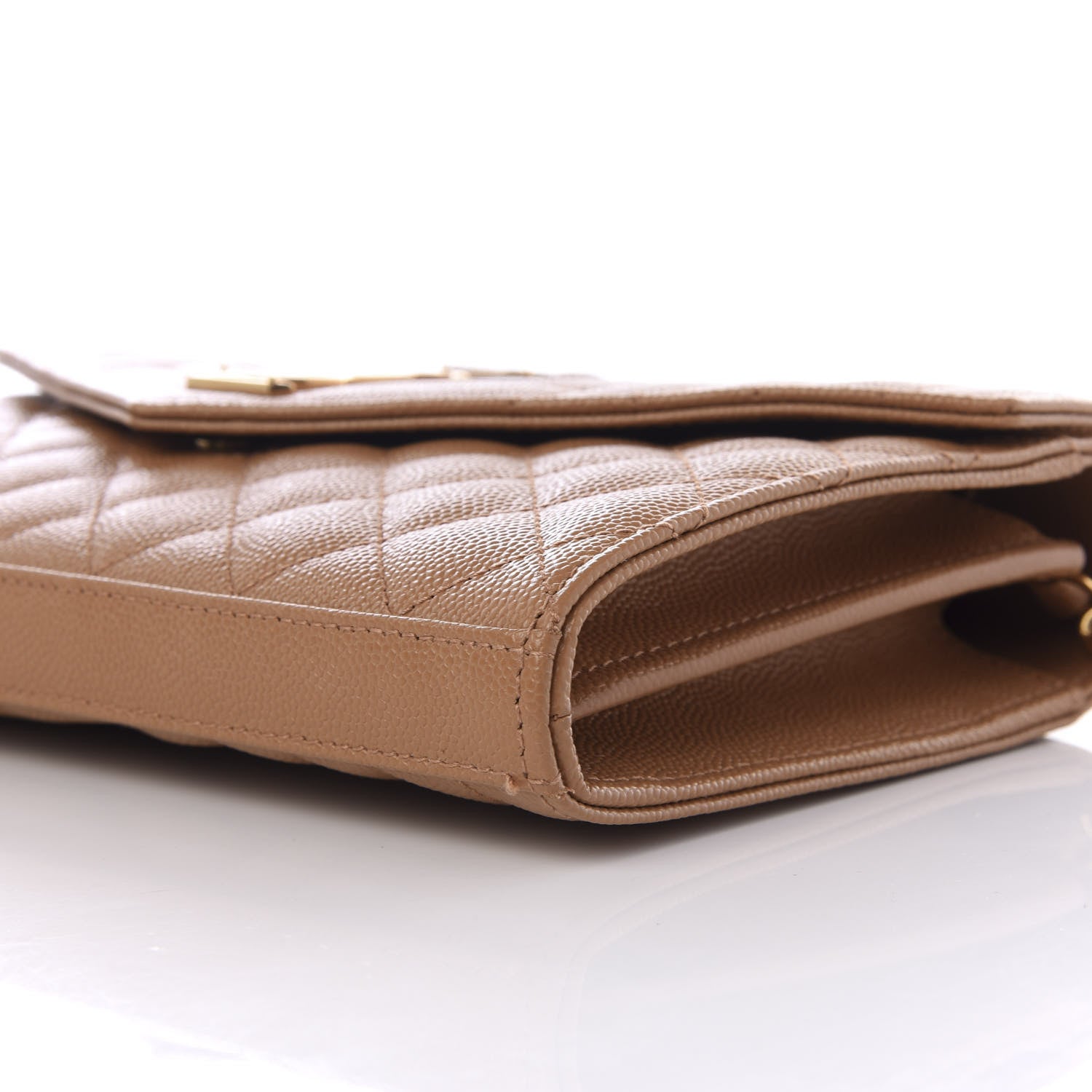 Saint Laurent Grain De Poudre Mixed Matelasse Triquilt Monogram Chain Wallet Dune 7 of 9