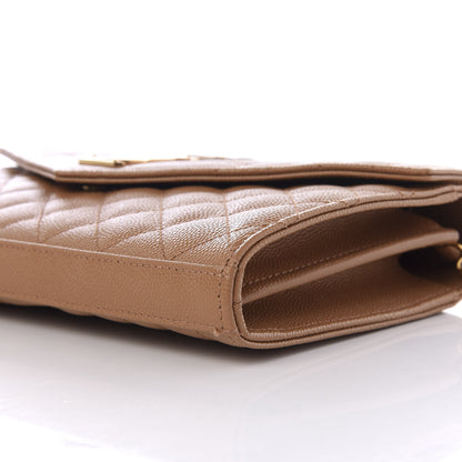 Saint Laurent Grain De Poudre Mixed Matelasse Triquilt Monogram Chain Wallet Dune 7 of 9