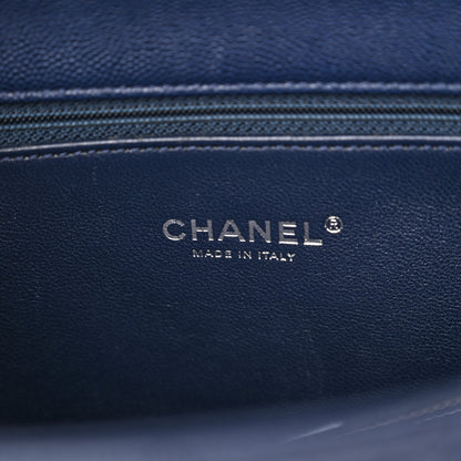 Chanel Caviar Lizard Quilted Medium Coco Handle Flap Navy 6 of 11
