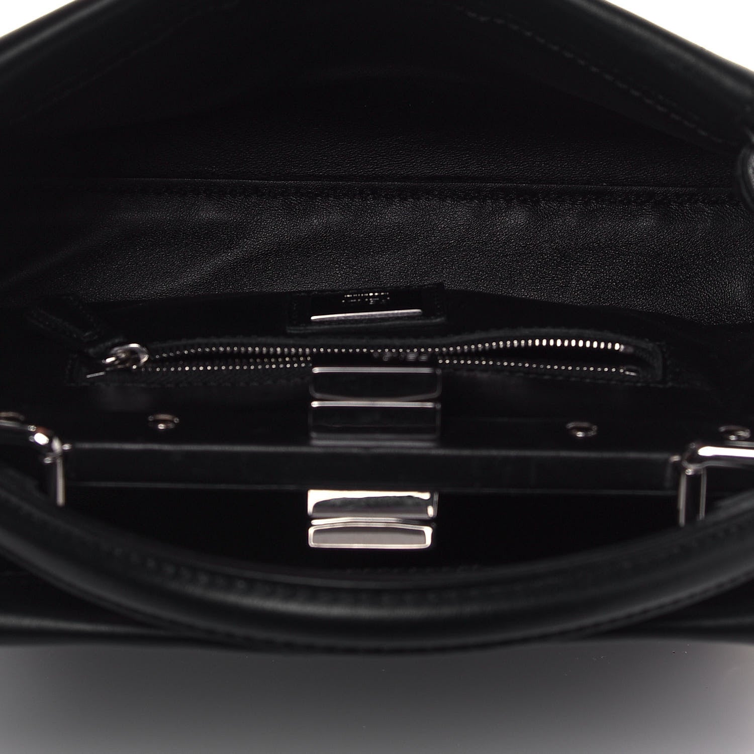 Fendi Vitello Seta Shiny Nappa Pearl Scallopped Studded Mini Peekaboo Iconic Satchel Black 4 of 13