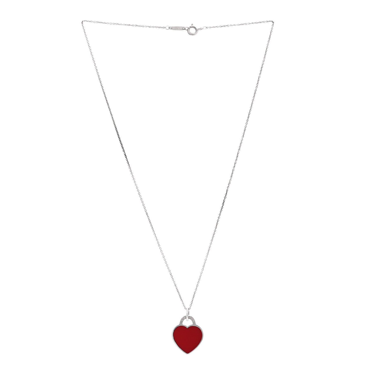 Tiffany Sterling Silver Enamel Return to Tiffany Heart Pendant Necklace Red 3 of 5