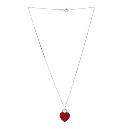 Tiffany Sterling Silver Enamel Return to Tiffany Heart Pendant Necklace Red 3 of 5