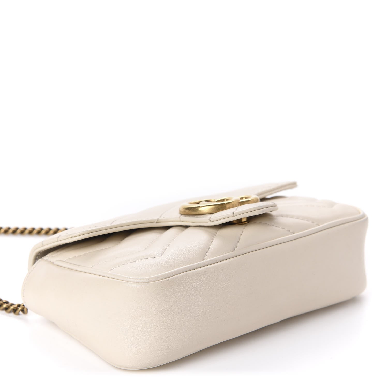 Gucci Calfskin Matelasse Super Mini GG Marmont Shoulder Bag White 4 of 12