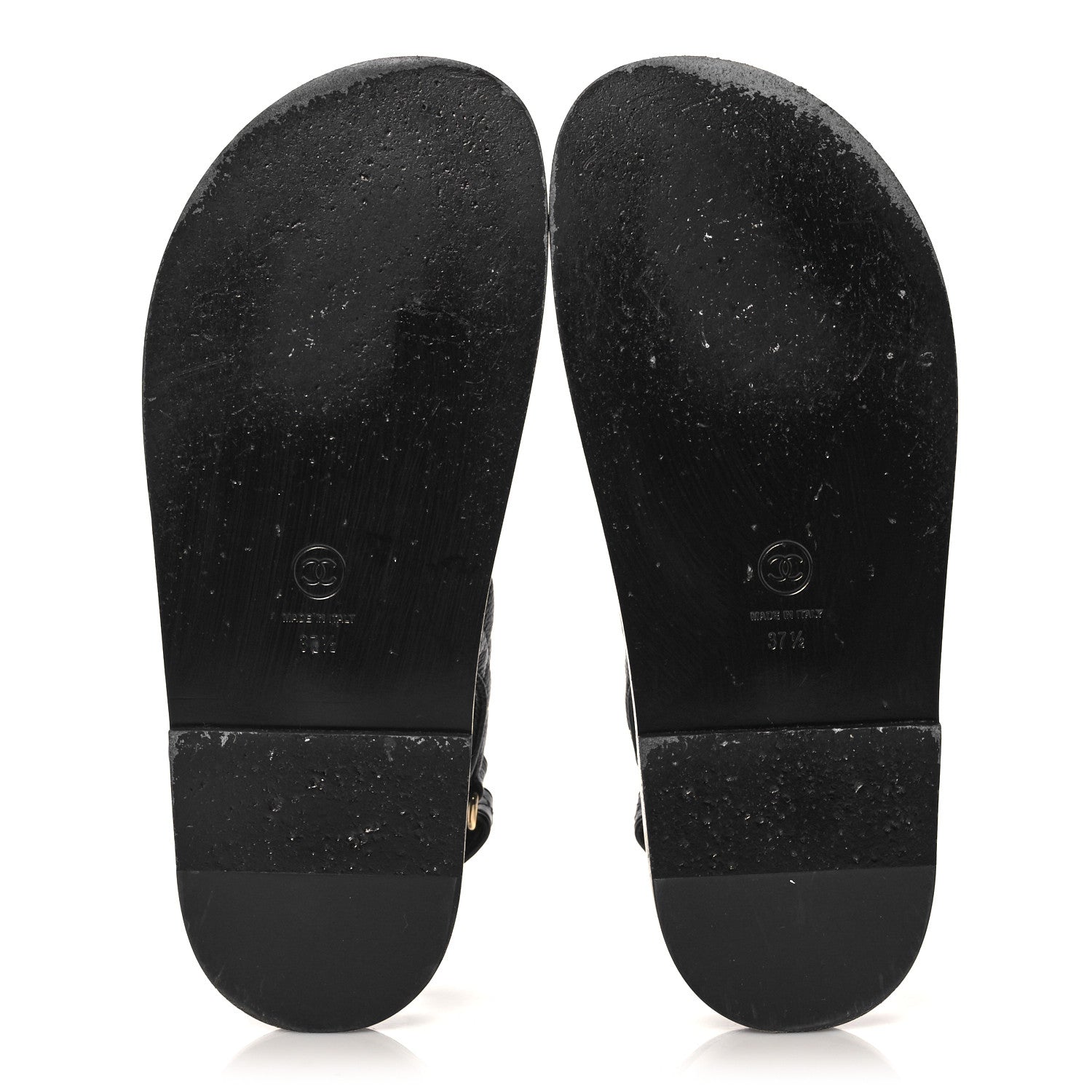 Chanel Grained Calfskin Velcro Dad Sandals 37.5 Black 5 of 10