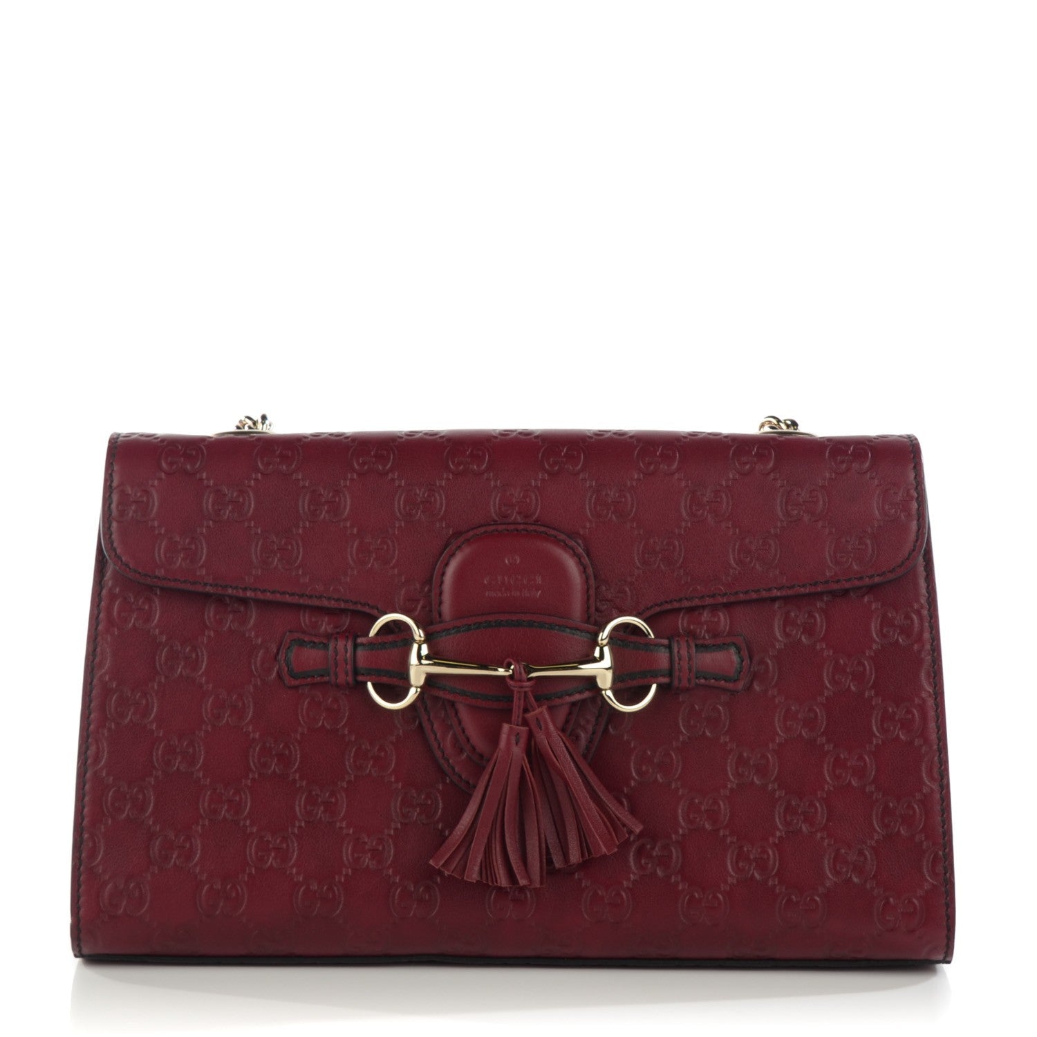 Gucci Soft Guccissima Medium Emily Chain Shoulder Bag Classic Ruby 1 of 7