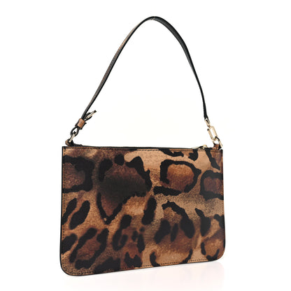 Christian Louboutin Calfskin Leopard Print Loubi54 Pouch Brown Gold 3 of 9