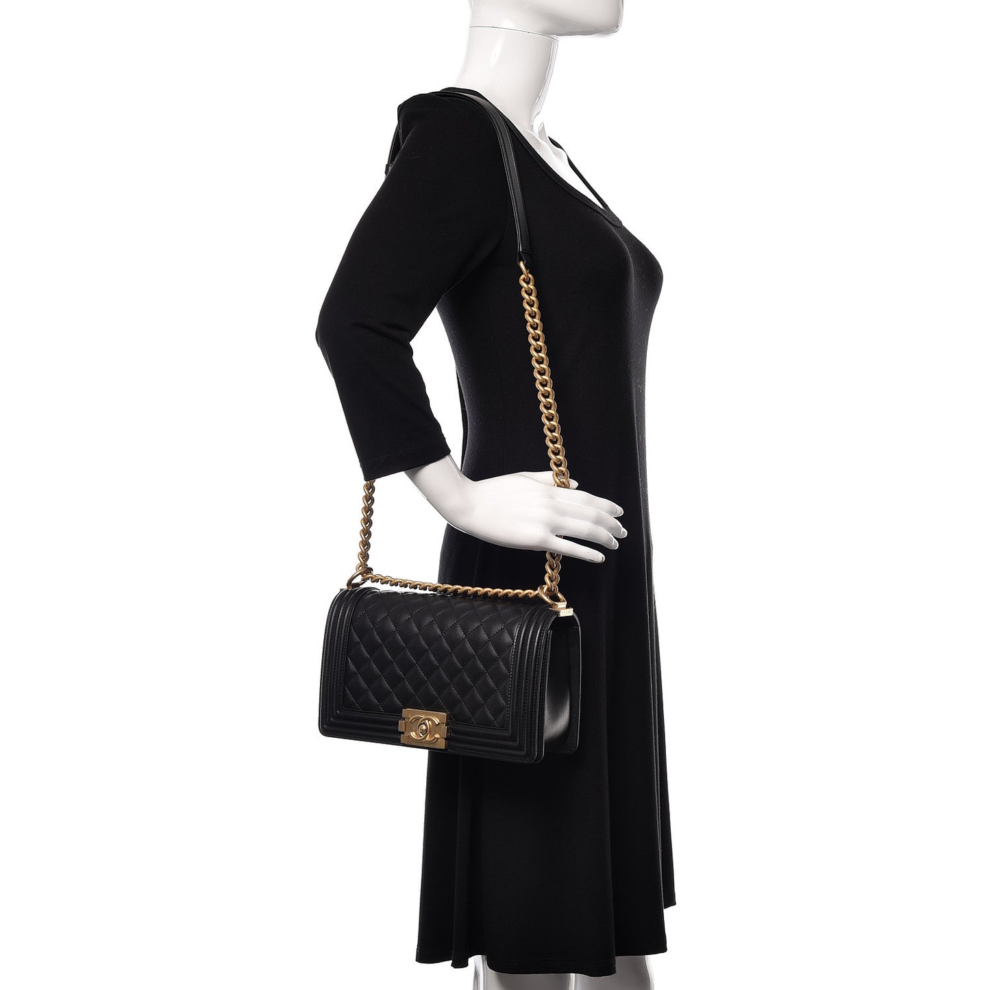 Lambskin Quilted Medium Boy Flap Black