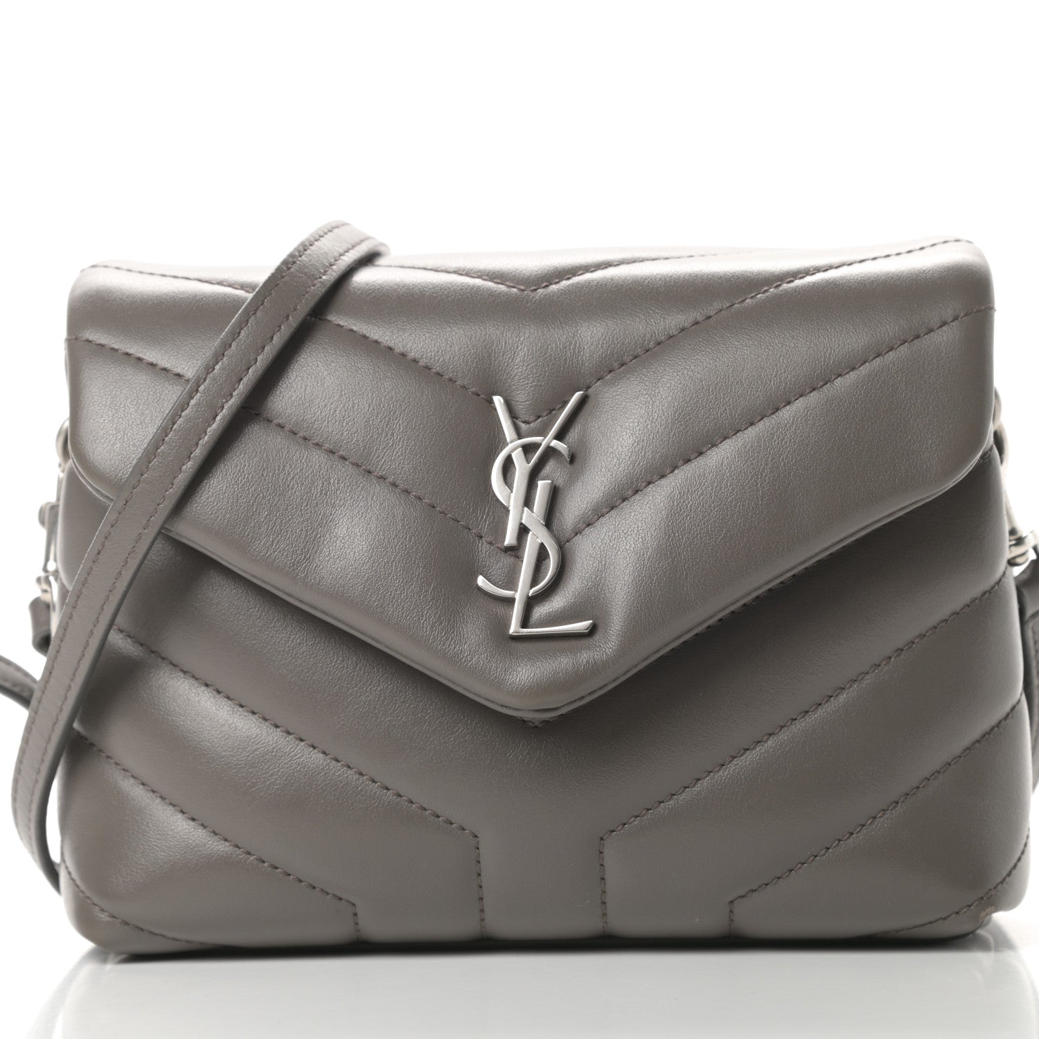 Saint Laurent Calfskin Y Quilted Monogram Toy Loulou Crossbody Bag Storm 8 of 15