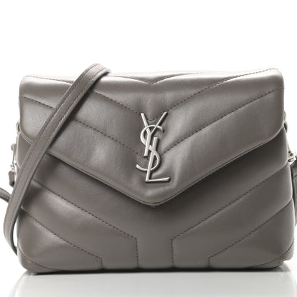 Saint Laurent Calfskin Y Quilted Monogram Toy Loulou Crossbody Bag Storm 8 of 15