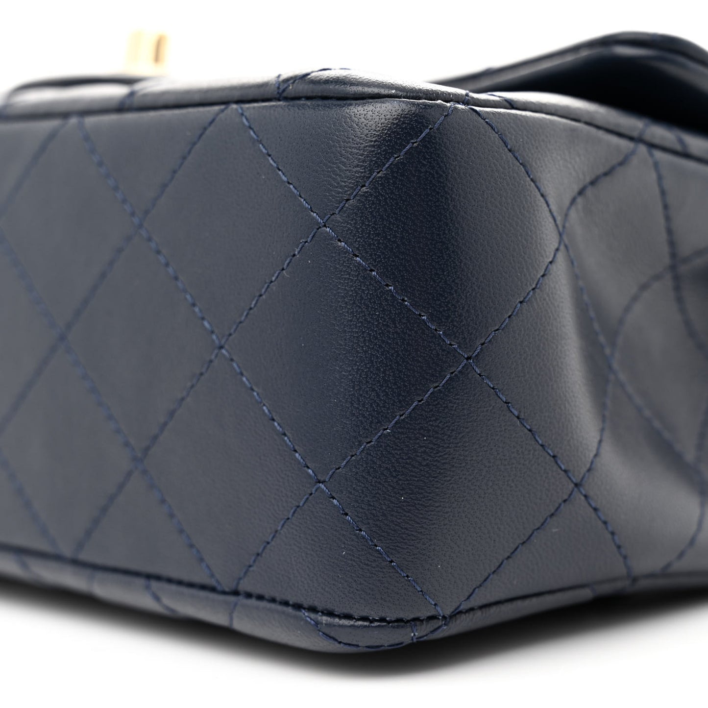 Lambskin Quilted Mini Rectangular Flap Dark Blue
