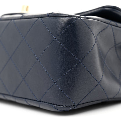 Chanel Lambskin Quilted Mini Rectangular Flap Dark Blue 10 of 10