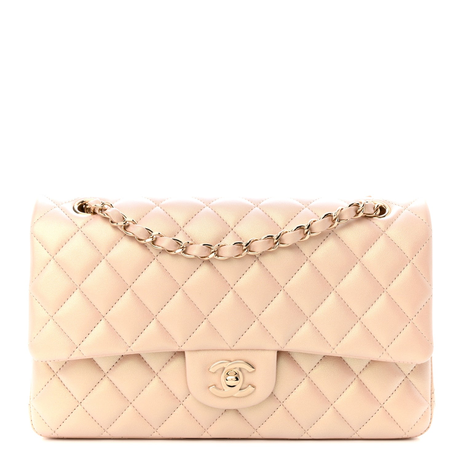 Chanel Iridescent Calfskin Quilted Medium Double Flap Beige 1 of 11