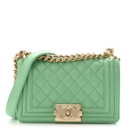 Chanel Lambskin Quilted Small Boy Flap Green 1 of 12