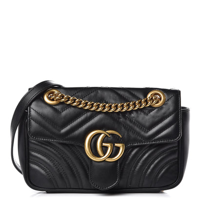 Gucci Calfskin Matelasse Mini GG Marmont Shoulder Bag Black 1 of 11