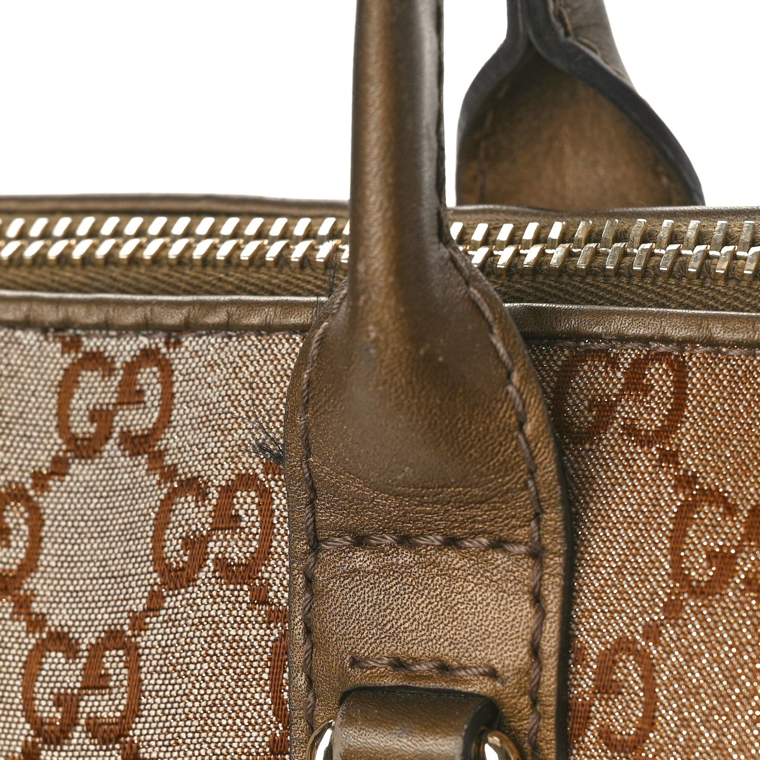 Gucci Monogram Lurex Heart Bit Charm Top Handle Tote Bronze 12 of 15