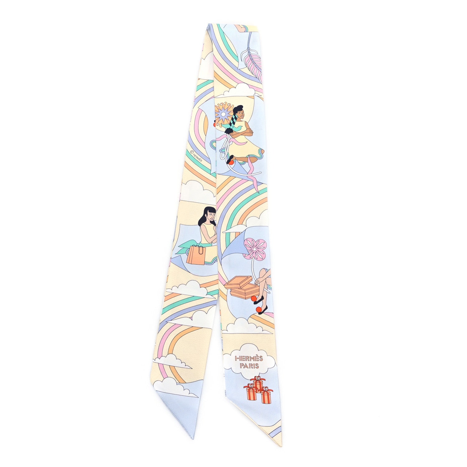 Hermes Silk Carres Volants Twilly Jaune Soufre Ciel Vert Jade 2 of 4