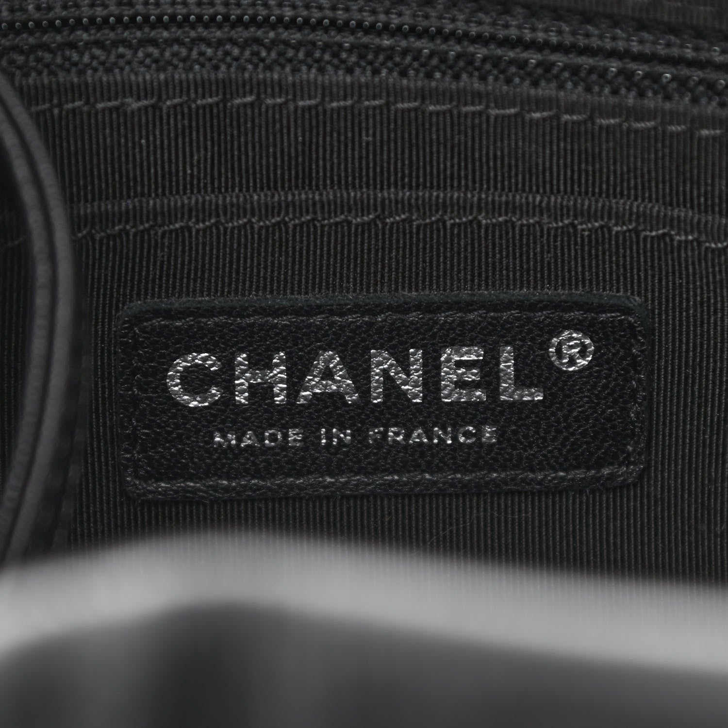Chanel Deerskin Chevron Small CC Chain Bucket Drawstring Bag Black 6 of 10