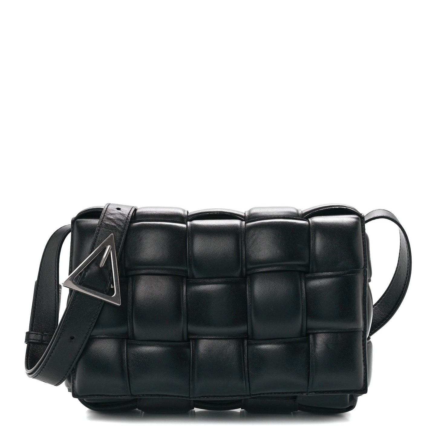 Nappa Maxi Intreccio Padded Cassette Crossbody Bag Black